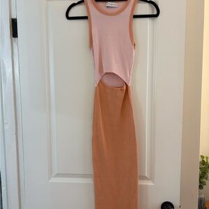 Pink and Orange Sleeveless Cutout Dress